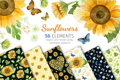 Sunflowers clipart, patterns, frames, hearts &amp; wreaths Product Image 1