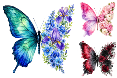 Watercolor Floral Butterfly Clipart Bundle Product Image 1