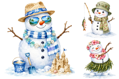 Summer Snowman Clipart Bundle, Christmas in July PNG Product Image 1