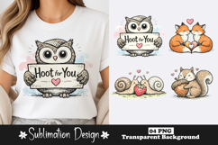 Hoot For You Cute Woodland Animals Love Sublimation Product Image 1