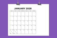2028 Small Number Simple 8.5x11 Inch Calendar Product Image 1