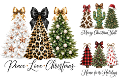 Christmas Tree Trio PNG Bundle, Trendy Holiday Clipart Product Image 1