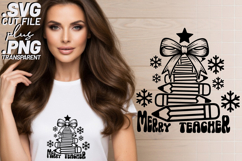 4x Merry Teacher Santa Favorite SVG Cut Files Shirt Design Product Image 2
