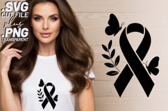 4x Breast Cancer Awareness Ribbon Butterfly Woman SVG Files Product Image 2
