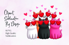 Cute Cats with Heart Sunglasses Sublimation PNG Design Product Image 1