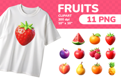Fruits PNG Clipart Set 11 Items for Sublimation &amp; Print Product Image 1