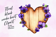 Floral blank wooden heart clipart Product Image 1