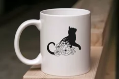 Cat with Flower Svg Cat Svg Floral Cat Silhouette Product Image 4