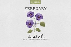 Birth Month February Flower Watercolor Clipart Sublimation Product Image 1