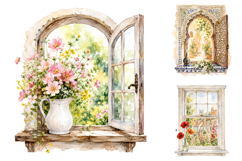Watercolor Window Clipart Bundle, Rustic Landscape PNG Product Image 1