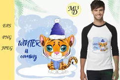 Cute cartoon tiger with beautiful eyes, Year of Tiger 2022 Product Image 1