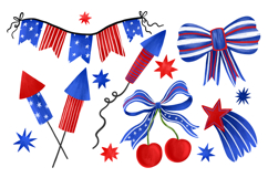 4th of July Clipart Patriotic Digital Paper Seamless Pattern Product Image 1