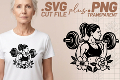 4x Fitness Shine Barbell Floral Women SVG Cut Files Shirt Product Image 2