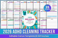 2026 ADHD Cleaning Tracker Canva Templates Product Image 1