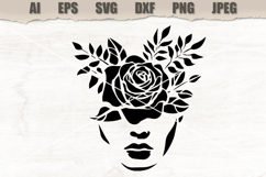 Stencil Floral Woman Face Product Image 1