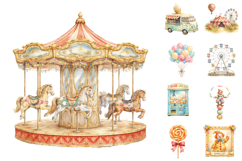 Watercolor County Fair Clipart, Carnival Festival PNG Product Image 1