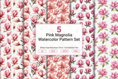 Pink Magnolia Watercolor Pattern Set Product Image 1