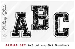 2 Distressed Grunge Alpha Sets. Letters Numbers Clipart. Product Image 1