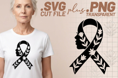 4x Breast Cancer Awareness Ribbon Woman Floral SVG Files Product Image 2