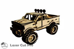 Monster Pickup Truck Car 3D Wooden Puzzle Laser Cut Files Product Image 1