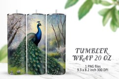 Spring bird tumbler wrap | Peacock Tumbler sublimation 20 oz Product Image 1