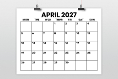 2027 8.5x11 Inch Large Number Monday to Sunday Calendar Product Image 2