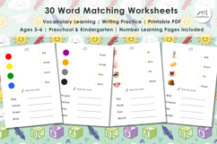 PreSchool 30 Word Matching Worksheets for Kids Product Image 2
