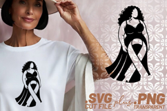 4x Breast Cancer Awareness Ribbon Woman Floral SVG Cut Files Product Image 2