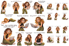 Tired Girl Productivity Humor Clipart Product Image 1