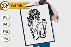 Woman with coffee svg | Beautiful woman illustration svg Product Image 2