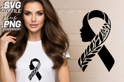4x Breast Cancer Awareness Woman Floral Rose SVG Cut Files Product Image 2