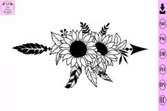 Boho Sunflower Arrow Svg, Sunflower Svg, Flower Svg Product Image 1