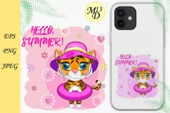 Cute tiger girl with beautiful eyes and swimming circle 2022 Product Image 1
