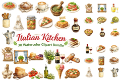 Italian Kitchen Watercolor Clipart Bundl Product Image 1