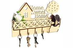 Keyholder - laser cut file, Home sweet home stand SVG laser Product Image 1