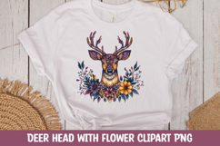Deer floral face t-shirt sublimation PNG Product Image 1