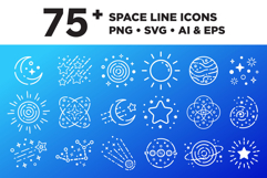 Space Line Icons Set Product Image 1