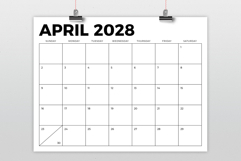 2028 8.5 x 11 Inch Bold Sans Serif Calendar Template Product Image 2