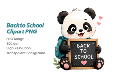 Back to School Panda Clipart PNG, Cute Student Panda PNG Product Image 2