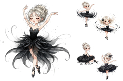 Black Swan Ballerina Clipart PNG Product Image 1