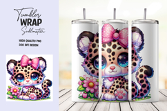 Kawaii Baby Leopard Tumbler Wrap PNG Design Product Image 1