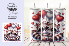 Valentine Raccoon Couple Tumbler Wrap PNG Product Image 1