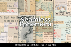 Antique Ephemera Papers, Seamless Vintage Backgrounds Product Image 1