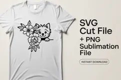 4x Dog Corner Floral Husky Yorkie Collie SVG Cut Files Shirt Product Image 2