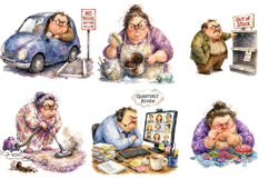 Funny Sarcastic Watercolor Clipart PNG Product Image 1