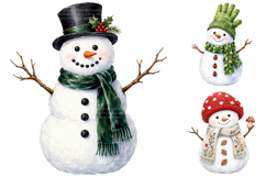 Watercolor Snowman Clipart Bundle, Christmas PNG Product Image 1