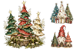 Watercolor Christmas Tree Clipart Bundle, Trendy Winter PNG Product Image 1