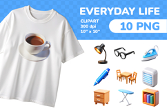 Everyday Life PNG Clipart Set 10 Items for Sublimation Product Image 1