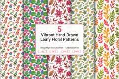 Vibrant Hand-Drawn Leafy Floral Patterns Product Image 1