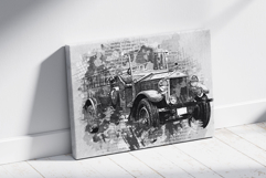 Vintage Car Watercolor Mixed Art Product Image 1